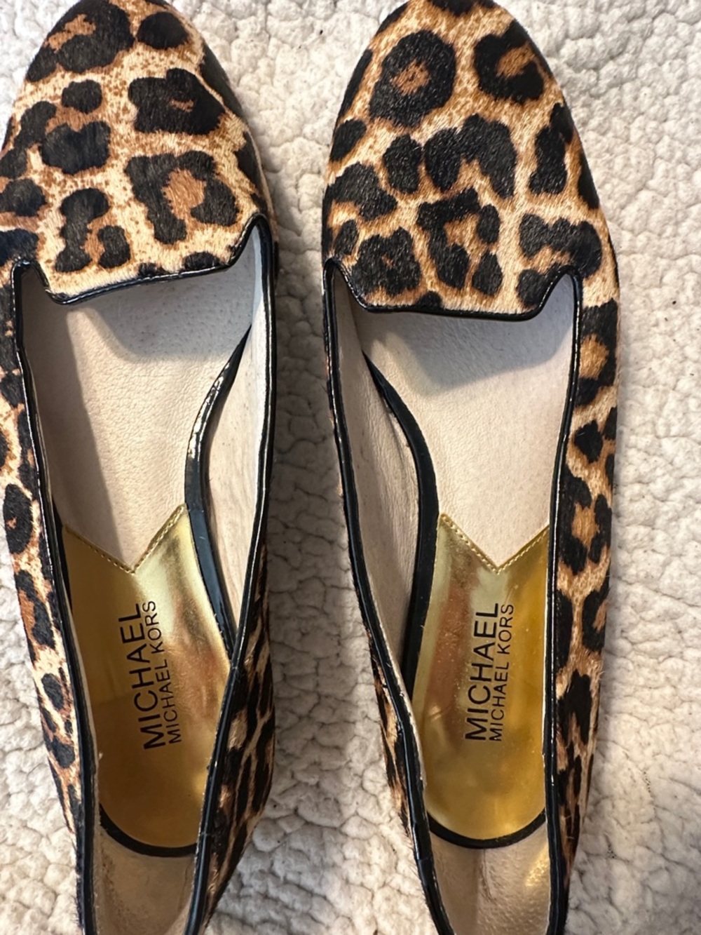 MICHAEL Michael Kors Leopard Print Flats with Gold Insole